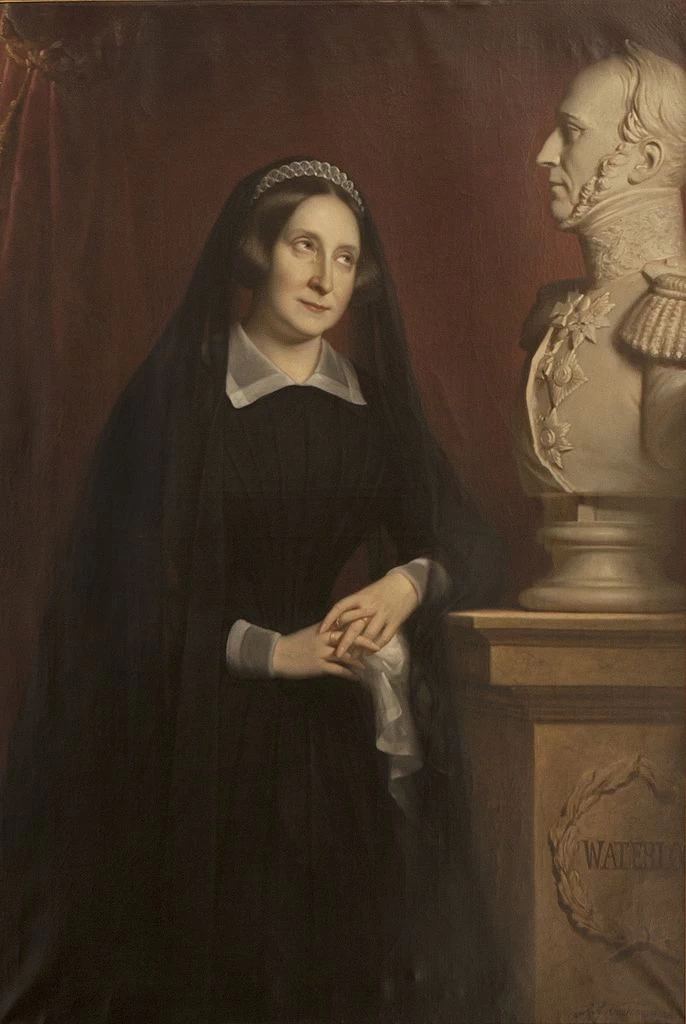 La regina Anna Paulowna vedova, accanto al busto del marito, re Guglielmo II - Royal Collection, L'Aia